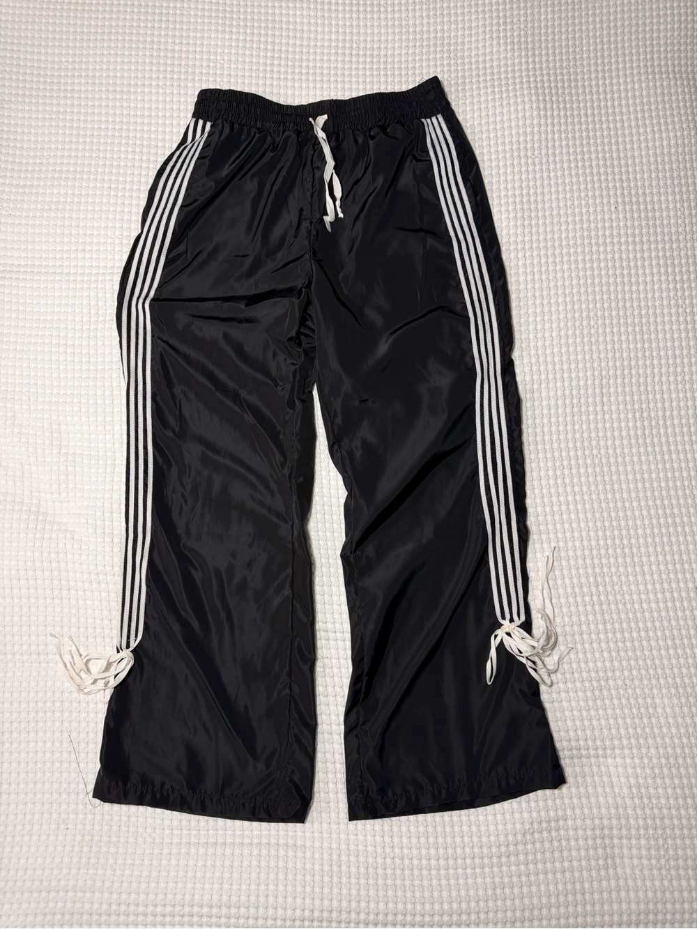 Black Track Jogger Pants with White Side Stripes